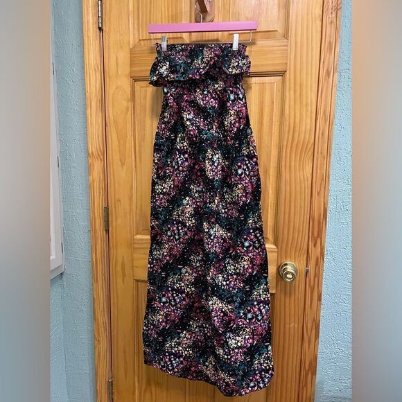 Xhilaration size S smocked top strapless floral summer maxi dress - Picture 1 of 7